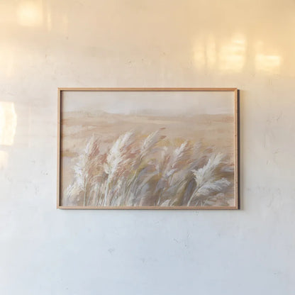 Terracotta Prairie Grasses by Danhui Nai. shown as a paper print in a natural frame. Available as a archival giclee rolled canvas, fine art paper, or poster print. SKU 72038i.