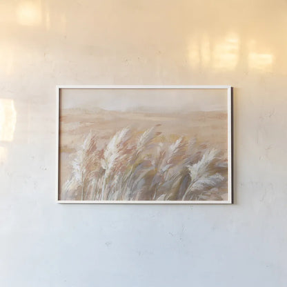 Terracotta Prairie Grasses by Danhui Nai. shown as a paper print in a white frame. Available as a archival giclee rolled canvas, fine art paper, or poster print. SKU 72038i.