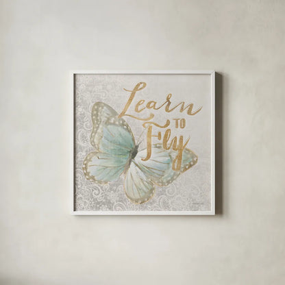 Textile Floral Butterfly I by Danhui Nai. Shown in a crisp white glass frame for a clean and minimalist style. Available as an archival giclee rolled canvas, fine art paper, or poster print. SKU 25975a.