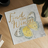 Textile Floral Butterfly II by Danhui Nai. Shown as a detailed flat fine art print, highlighting archival giclee quality. Available as an archival giclee rolled canvas, fine art paper, or poster print. SKU 25976a.