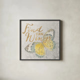 Textile Floral Butterfly II by Danhui Nai. Shown in a sleek black glass frame for a contemporary gallery look. Available as an archival giclee rolled canvas, fine art paper, or poster print. SKU 25976a.