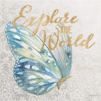 Textile Floral Butterfly III by Danhui Nai. SKU 25977a. Archival Giclee Fine art print for wall decor.