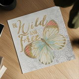 Textile Floral Butterfly IV by Danhui Nai. Shown as a detailed flat fine art print, highlighting archival giclee quality. Available as an archival giclee rolled canvas, fine art paper, or poster print. SKU 25978a.