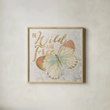 Textile Floral Butterfly IV by Danhui Nai. Shown in a natural wood glass frame for a timeless modern aesthetic. Available as an archival giclee rolled canvas, fine art paper, or poster print. SKU 25978a.