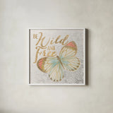 Textile Floral Butterfly IV by Danhui Nai. Shown in a crisp white glass frame for a clean and minimalist style. Available as an archival giclee rolled canvas, fine art paper, or poster print. SKU 25978a.