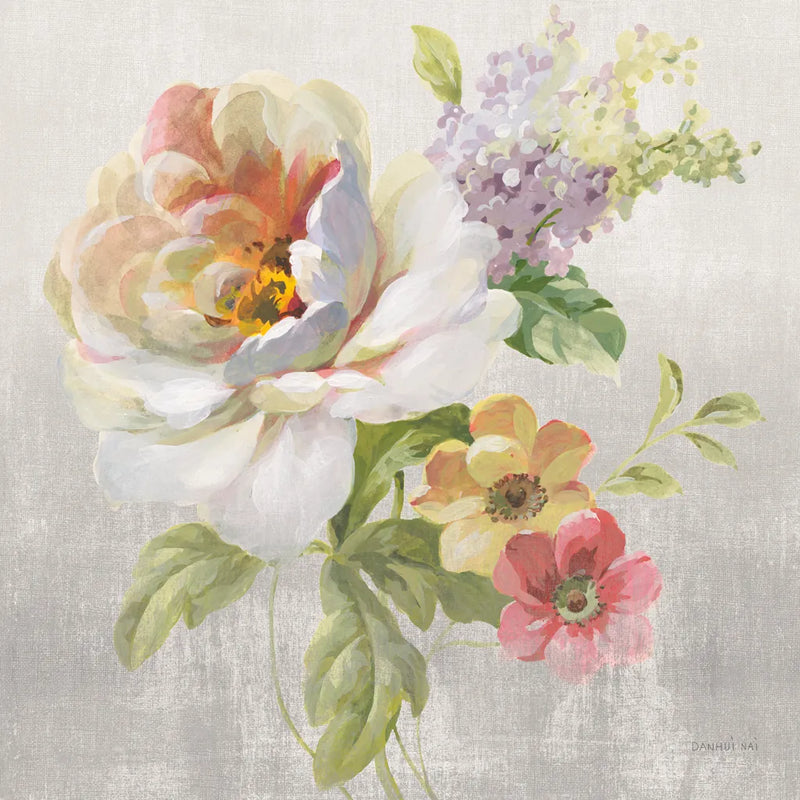 Textile Floral Square II - No Lace by Danhui Nai. SKU 16979a. Archival Giclee Fine art print for wall decor.