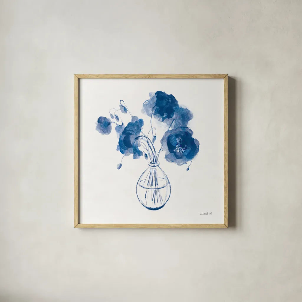 Textured Garden Cuttings II by Danhui Nai. Shown in a natural wood glass frame for a timeless modern aesthetic. Available as an archival giclee rolled canvas, fine art paper, or poster print. SKU 77427a.