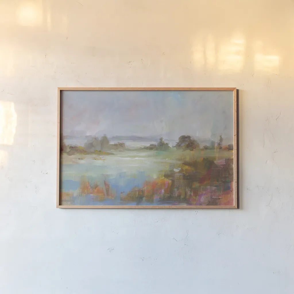 The  Long View by Danhui Nai. shown as a paper print in a natural frame. Available as a archival giclee rolled canvas, fine art paper, or poster print. SKU 68234i.