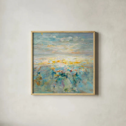 The Sea is Calling by Danhui Nai. Shown in a natural wood glass frame for a timeless modern aesthetic. Available as an archival giclee rolled canvas, fine art paper, or poster print. SKU 72021a.