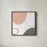 Threads of Motion I Warm Crop by Danhui Nai. Shown in a sleek black glass frame for a contemporary gallery look. Available as an archival giclee rolled canvas, fine art paper, or poster print. SKU 68841a.