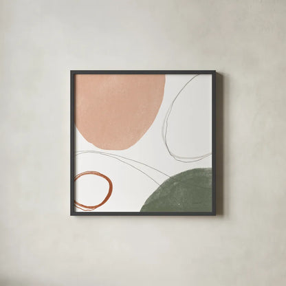 Threads of Motion I Warm Crop by Danhui Nai. Shown in a sleek black glass frame for a contemporary gallery look. Available as an archival giclee rolled canvas, fine art paper, or poster print. SKU 68841a.