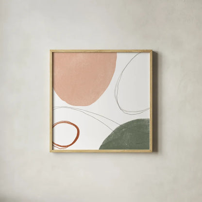 Threads of Motion I Warm Crop by Danhui Nai. Shown in a natural wood glass frame for a timeless modern aesthetic. Available as an archival giclee rolled canvas, fine art paper, or poster print. SKU 68841a.