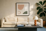 Threads of Motion I Warm Crop by Danhui Nai. Displayed in a glass frame with matte in a clean modern living room. Available as an archival giclee rolled canvas, fine art paper, or poster print. SKU 68841a.