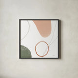 Threads of Motion II Warm Crop by Danhui Nai. Shown in a sleek black glass frame for a contemporary gallery look. Available as an archival giclee rolled canvas, fine art paper, or poster print. SKU 68842a.