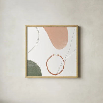 Threads of Motion II Warm Crop by Danhui Nai. Shown in a natural wood glass frame for a timeless modern aesthetic. Available as an archival giclee rolled canvas, fine art paper, or poster print. SKU 68842a.
