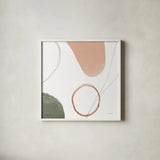 Threads of Motion II Warm Crop by Danhui Nai. Shown in a crisp white glass frame for a clean and minimalist style. Available as an archival giclee rolled canvas, fine art paper, or poster print. SKU 68842a.
