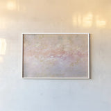 Through Fog Blush and Gold by Danhui Nai. shown as a paper print in a white frame. Available as a archival giclee rolled canvas, fine art paper, or poster print. SKU 71365i.