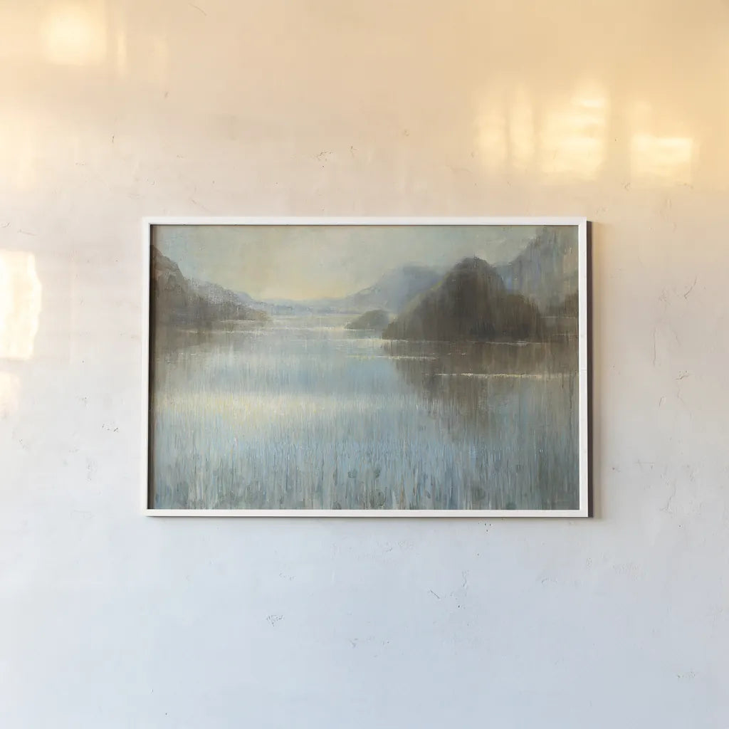 Through the Mist Crop by Danhui Nai. shown as a paper print in a white frame. Available as a archival giclee rolled canvas, fine art paper, or poster print. SKU 28649i.