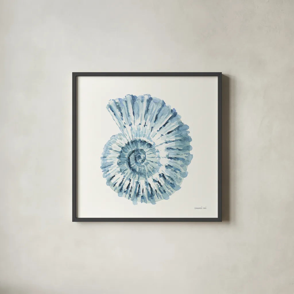 Tidepool Treasures I by Danhui Nai. Shown in a sleek black glass frame for a contemporary gallery look. Available as an archival giclee rolled canvas, fine art paper, or poster print. SKU 99254a.