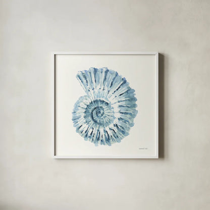 Tidepool Treasures I by Danhui Nai. Shown in a crisp white glass frame for a clean and minimalist style. Available as an archival giclee rolled canvas, fine art paper, or poster print. SKU 99254a.