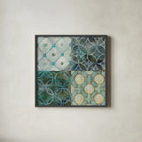 Tile Element 4 Up by Danhui Nai. Shown in a sleek black glass frame for a contemporary gallery look. Available as an archival giclee rolled canvas, fine art paper, or poster print. SKU 30801a.