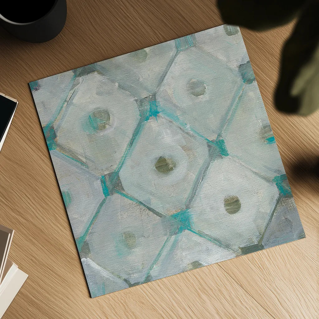 Tile Element I by Danhui Nai. Shown as a detailed flat fine art print, highlighting archival giclee quality. Available as an archival giclee rolled canvas, fine art paper, or poster print. SKU 30140a.