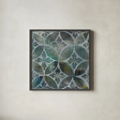 Tile Element II by Danhui Nai. Shown in a sleek black glass frame for a contemporary gallery look. Available as an archival giclee rolled canvas, fine art paper, or poster print. SKU 30141a.