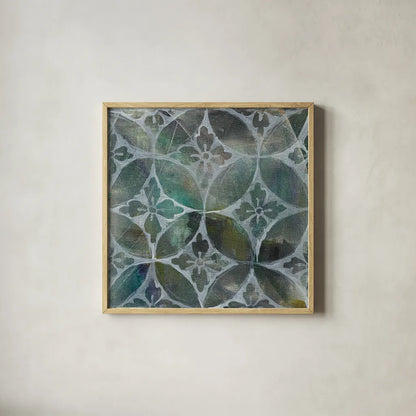 Tile Element II by Danhui Nai. Shown in a natural wood glass frame for a timeless modern aesthetic. Available as an archival giclee rolled canvas, fine art paper, or poster print. SKU 30141a.