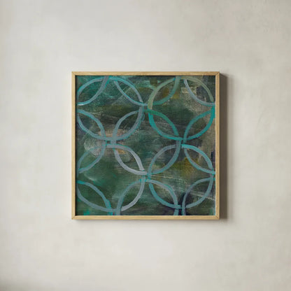 Tile Element III by Danhui Nai. Shown in a natural wood glass frame for a timeless modern aesthetic. Available as an archival giclee rolled canvas, fine art paper, or poster print. SKU 30142a.