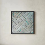 Tile Element IV by Danhui Nai. Shown in a sleek black glass frame for a contemporary gallery look. Available as an archival giclee rolled canvas, fine art paper, or poster print. SKU 30143a.