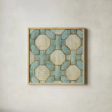 Tile Element V by Danhui Nai. Shown in a natural wood glass frame for a timeless modern aesthetic. Available as an archival giclee rolled canvas, fine art paper, or poster print. SKU 30144a.