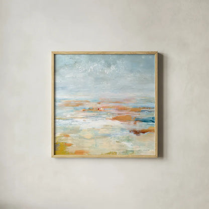 To the Sea by Danhui Nai. Shown in a natural wood glass frame for a timeless modern aesthetic. Available as an archival giclee rolled canvas, fine art paper, or poster print. SKU 80147a.