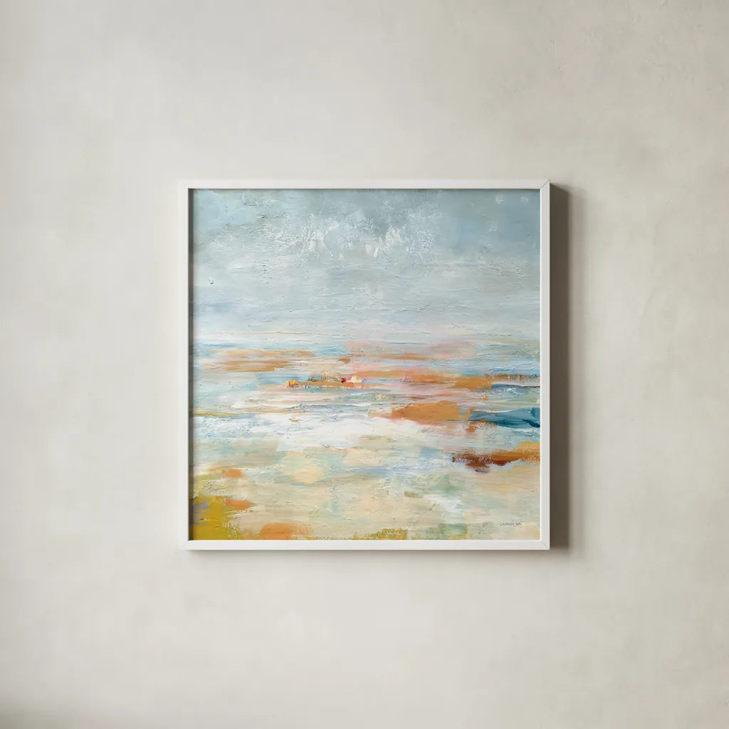 To the Sea by Danhui Nai. Shown in a crisp white glass frame for a clean and minimalist style. Available as an archival giclee rolled canvas, fine art paper, or poster print. SKU 80147a.