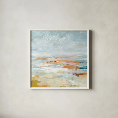To the Sea by Danhui Nai. Shown in a crisp white glass frame for a clean and minimalist style. Available as an archival giclee rolled canvas, fine art paper, or poster print. SKU 80147a.