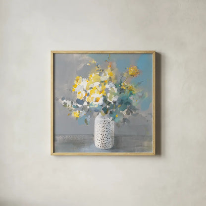 Touch of Spring I by Danhui Nai. Shown in a natural wood glass frame for a timeless modern aesthetic. Available as an archival giclee rolled canvas, fine art paper, or poster print. SKU 69672a.
