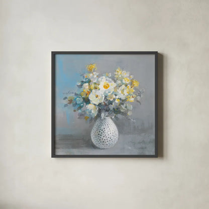 Touch of Spring II by Danhui Nai. Shown in a sleek black glass frame for a contemporary gallery look. Available as an archival giclee rolled canvas, fine art paper, or poster print. SKU 69673a.