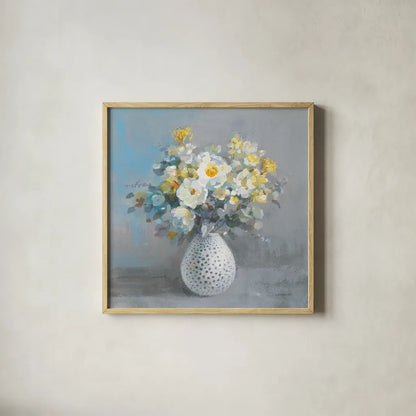 Touch of Spring II by Danhui Nai. Shown in a natural wood glass frame for a timeless modern aesthetic. Available as an archival giclee rolled canvas, fine art paper, or poster print. SKU 69673a.
