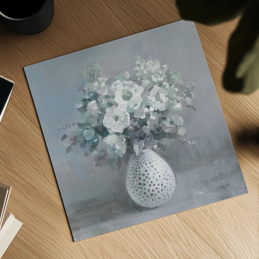 Touch of Spring II Sage by Danhui Nai. Shown as a detailed flat fine art print, highlighting archival giclee quality. Available as an archival giclee rolled canvas, fine art paper, or poster print. SKU 70209a.
