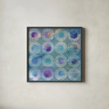 Touching Circles II by Danhui Nai. Shown in a sleek black glass frame for a contemporary gallery look. Available as an archival giclee rolled canvas, fine art paper, or poster print. SKU 44153a.