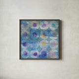 Touching Circles III by Danhui Nai. Shown in a sleek black glass frame for a contemporary gallery look. Available as an archival giclee rolled canvas, fine art paper, or poster print. SKU 44154a.