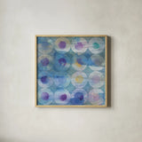 Touching Circles III by Danhui Nai. Shown in a natural wood glass frame for a timeless modern aesthetic. Available as an archival giclee rolled canvas, fine art paper, or poster print. SKU 44154a.