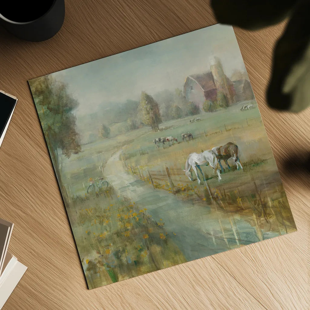Tranquil Farm Crop by Danhui Nai. Shown as a detailed flat fine art print, highlighting archival giclee quality. Available as an archival giclee rolled canvas, fine art paper, or poster print. SKU 31266a.