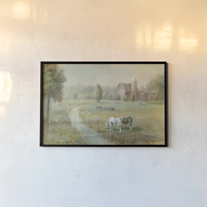 Tranquil Farm Crop by Danhui Nai. shown as a paper print in a black flame. Available as a archival giclee rolled canvas, fine art paper, or poster print. SKU 31266i.