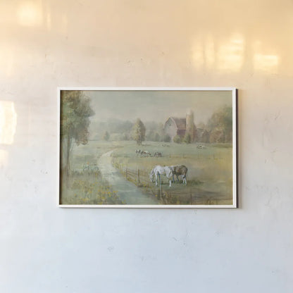 Tranquil Farm Crop by Danhui Nai. shown as a paper print in a white frame. Available as a archival giclee rolled canvas, fine art paper, or poster print. SKU 31266i.