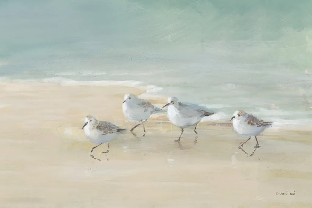 Tranquil Shorebirds on the Sand I by Danhui Nai. SKU 85290i. Archival Giclee Fine art print for wall decor.