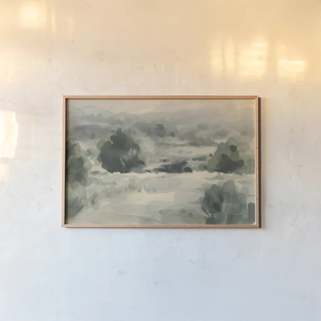 Tranquil Trails I by Danhui Nai. shown as a paper print in a natural frame. Available as a archival giclee rolled canvas, fine art paper, or poster print. SKU 86372i.