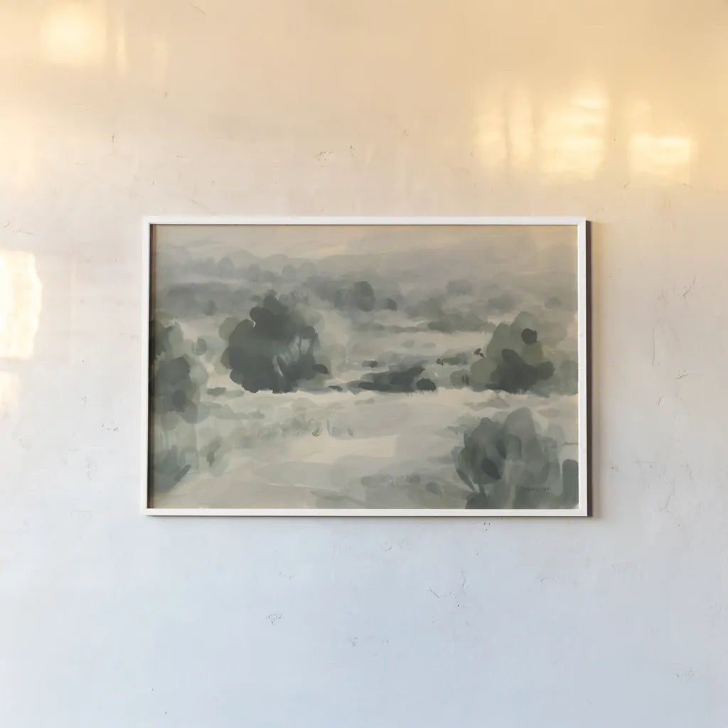 Tranquil Trails I by Danhui Nai. shown as a paper print in a white frame. Available as a archival giclee rolled canvas, fine art paper, or poster print. SKU 86372i.