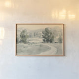 Tranquil Trails II by Danhui Nai. shown as a paper print in a natural frame. Available as a archival giclee rolled canvas, fine art paper, or poster print. SKU 86373i.