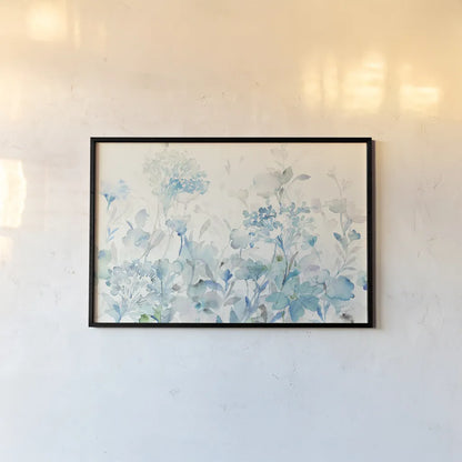 Translucent Garden Blue Crop by Danhui Nai. shown as a paper print in a black flame. Available as a archival giclee rolled canvas, fine art paper, or poster print. SKU 37425i.