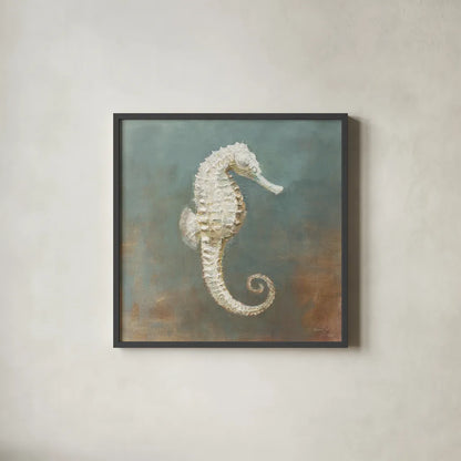 Treasures form the Sea I by Danhui Nai. Shown in a sleek black glass frame for a contemporary gallery look. Available as an archival giclee rolled canvas, fine art paper, or poster print. SKU 20689a.